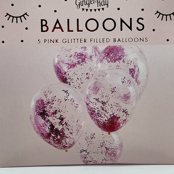 NWT Ginger Ray Pack of 5 Pink Glitter Filled Balloons - Picture 3 of 6